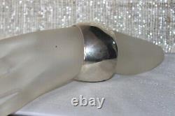 RARE Wide Navajo Sterling Silver Plain Cuff Bracelet Signed KM Bill 94g