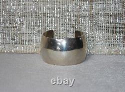 RARE Wide Navajo Sterling Silver Plain Cuff Bracelet Signed KM Bill 94g