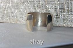 RARE Wide Navajo Sterling Silver Plain Cuff Bracelet Signed KM Bill 94g