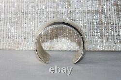 RARE Wide Navajo Sterling Silver Plain Cuff Bracelet Signed KM Bill 94g