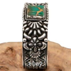 ROYSTON Turquoise Bracelet Sterling Silver TSOSIE WHITE Natural Cuff Old Pawn S