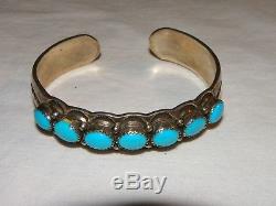 Rare Charley Family Vintage Navajo Turquoise Sterling Silver Cuff Bracelet