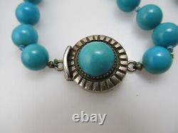 Rare Frank Patania Thunderbird Turquoise Beaded Necklace Sterling Silver Vintage
