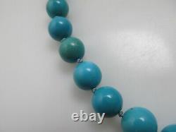Rare Frank Patania Thunderbird Turquoise Beaded Necklace Sterling Silver Vintage