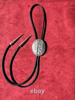 Rare Sterling Silver Vintage Navajo Bolo Tie Signed by R. Wylie