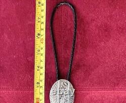 Rare Sterling Silver Vintage Navajo Bolo Tie Signed by R. Wylie