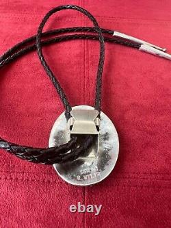 Rare Sterling Silver Vintage Navajo Bolo Tie Signed by R. Wylie