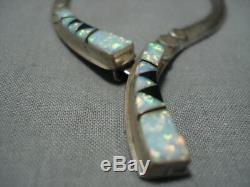 Rare Twirling Opal Vintage Taos Sterling Silver Native American Necklace