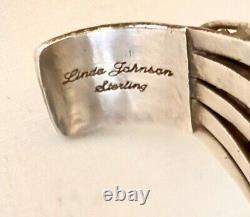 Rare Vintage Linda Johnson Navajo Sterling Silver Bracelet Chalcedony Amethyst