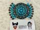 Rare Vintage Native American Zuni 4 Turquoise Cluster Sterling Silver Manta Pin