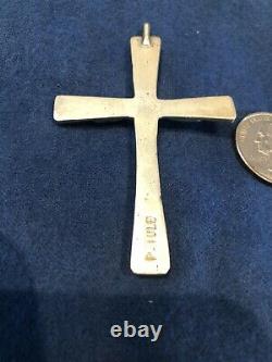 Rare Vintage P Iule Zuni Stamped Sterling Silver Turquoise Cross Pendant #1