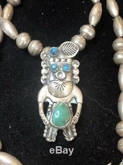 Rare Vintage Sterling Native American Necklace Hopi Turquoise Signed Jerry Roan