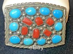 Rare Vintage Sterling Native American Turquoise Signed Ricky Reener Belt Buckle