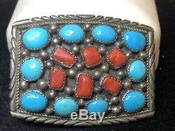 Rare Vintage Sterling Native American Turquoise Signed Ricky Reener Belt Buckle