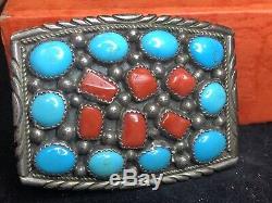 Rare Vintage Sterling Native American Turquoise Signed Ricky Reener Belt Buckle