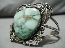 Rare Vintage Yazzie Carico Lake Turquoise Sterling Silver Bracelet Cuff