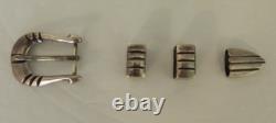 Ray Adakai Vintage Navajo Native American Jewelry Silver Ranger Belt Buckle Set