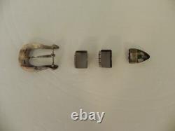 Ray Adakai Vintage Navajo Native American Jewelry Silver Ranger Belt Buckle Set