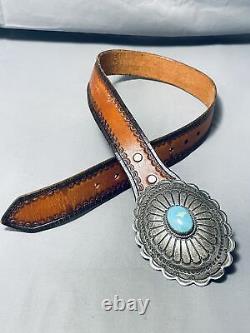Remarkable Vintage Navajo Kingman Turquoise Sterling Silver Buckle And Belt