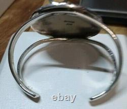 Royston Turquiose Sterling Silver Native American Bracelet Signed V 52.8 Gr