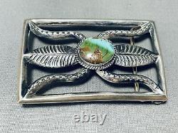 Royston Turquoise Vintage Navajo Sterling Silver Buckle Signed