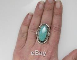 Running Bear Large Sterling Silver Turquoise Ring Vintage Handmade