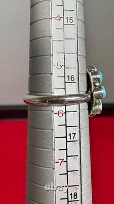 Running Bear VTG Turquoise Cluster Ring Sterling Silver Native American Sz 5.75