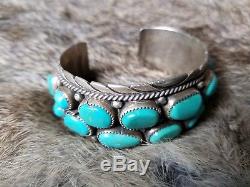 SALE $50 OFF Vintage OLD PAWN Sterling Silver NAVAJO TURQUOISE Cuff BRACELET