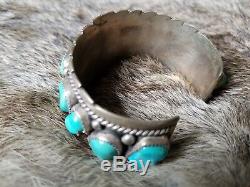 SALE $50 OFF Vintage OLD PAWN Sterling Silver NAVAJO TURQUOISE Cuff BRACELET