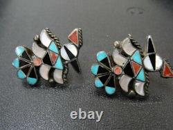 SALE! VTG Zuni Sterling Inlay Thunderbird Matching Ring, Earrings & Brooch Set