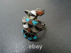 SALE! VTG Zuni Sterling Inlay Thunderbird Matching Ring, Earrings & Brooch Set