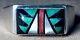 SIGNED VINTAGE NAVAJO STERLING SILVER TURQUOISE CORAL ONYX MOP INLAY RING sz13.5