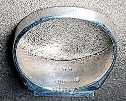 SIGNED VINTAGE NAVAJO STERLING SILVER TURQUOISE CORAL ONYX MOP INLAY RING sz13.5