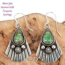 SONORAN GOLD Turquoise Earrings Sterling Silver ALBERT JAKE Navajo Old Style