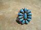 SPLENDID Vintage Navajo Sterling Petit Point Turquoise Cluster Ring Size 7