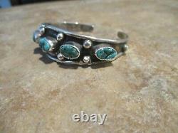 SPLENDID Vintage Navajo Sterling Silver FIVE TURQUOISE Design Bracelet