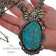 SQUASH BLOSSOM NECKLACE Turquoise Sterling Silver DELBERT GORDON Old Pawn A+