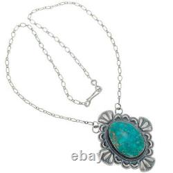 SQUASH BLOSSOM Necklace Pendant Turquoise Sterling Silver ROBERT JOHNSON Old Stl