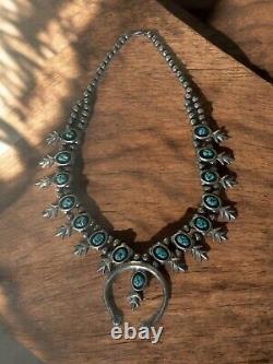 SQUASH BLOSSOM Old Pawn Necklace Navajo Native American Jewelry Vintage Antique
