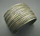 STUNNING Old Pawn VINTAGE STERLING SILVER Wide Cuff Bracelet PATINATED STAMPED