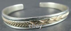 STUNNING VINTAGE 14kt GOLD & STERLING NAVAJO BRACELET SIGNED Bruce Morgan