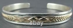 STUNNING VINTAGE 14kt GOLD & STERLING NAVAJO BRACELET SIGNED Bruce Morgan