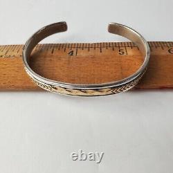 STUNNING VINTAGE 14kt GOLD & STERLING NAVAJO BRACELET SIGNED Bruce Morgan