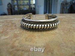 SUBSTANTIAL Vintage Navajo TAHE Sterling Silver COILED ROPE Design Bracelet