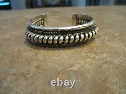 SUBSTANTIAL Vintage Navajo TAHE Sterling Silver COILED ROPE Design Bracelet