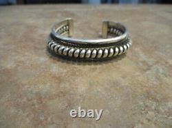 SUBSTANTIAL Vintage Navajo TAHE Sterling Silver COILED ROPE Design Bracelet