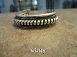 SUBSTANTIAL Vintage Navajo TAHE Sterling Silver COILED ROPE Design Bracelet