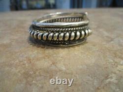 SUBSTANTIAL Vintage Navajo TAHE Sterling Silver COILED ROPE Design Bracelet