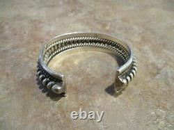 SUBSTANTIAL Vintage Navajo TAHE Sterling Silver COILED ROPE Design Bracelet