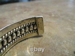 SUBSTANTIAL Vintage Navajo TAHE Sterling Silver COILED ROPE Design Bracelet
